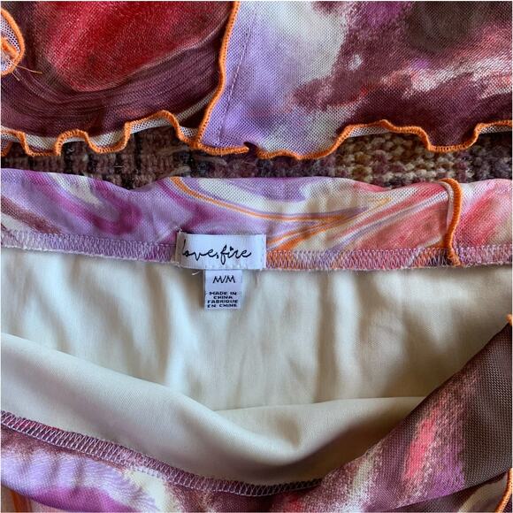 Love, Fire 2 piece set - Colorful Mesh top and skirt SIZE MEDIUM - Picture 3 of 4